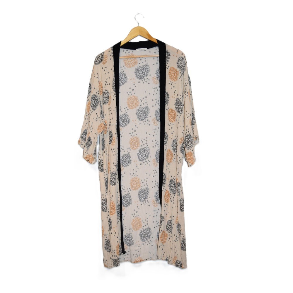 Urban Outfitters Kimono Cardigan‎ Womens One Size Cream Floral Excellent Duster